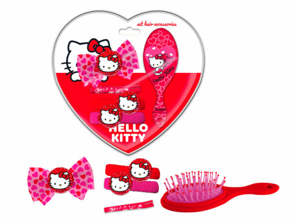 SET ACCESSORI CAPELLI + SPAZZOLA HELLO KITTY